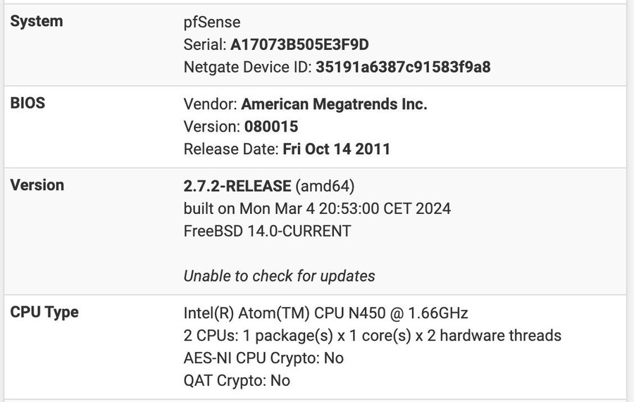 Sohpos UTM110 (pfSense)