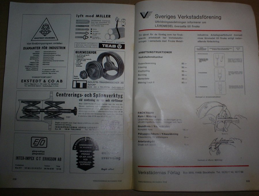 Tidning Verkstäderna 12 Fräs Slipmaskin Maskiner Verktyg Ösa Volvo BM Skotare