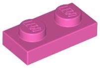 Dark Pink Plate 1 x 2 - LEGO - 3023