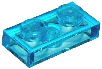 Trans-Light Blue Plate 1 x 2 - LEGO - 3023