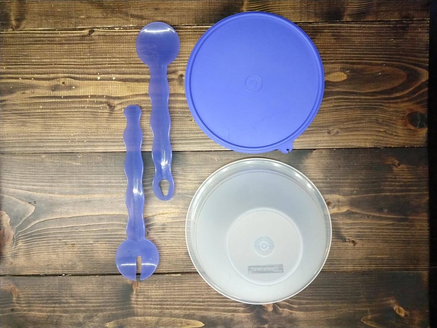 Tupperware Wonder skål 2 l med blå Avanti salladsbestick