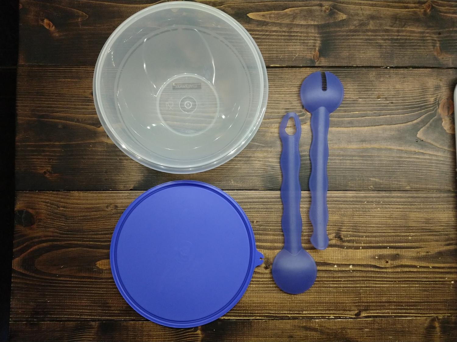 Tupperware Wonder skål 2 l med blå Avanti salladsbestick