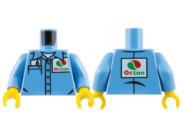 Medium Blue Torso Shirt with Collar and Button - LEGO - Minifigur - 973pb3646c01