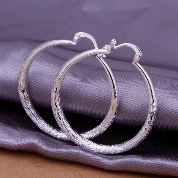 40mm Sterling silver creoler silverörhängen pläterade hoops - STÄMPLADE