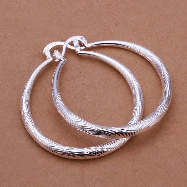 40mm Sterling silver creoler silverörhängen pläterade hoops - STÄMPLADE