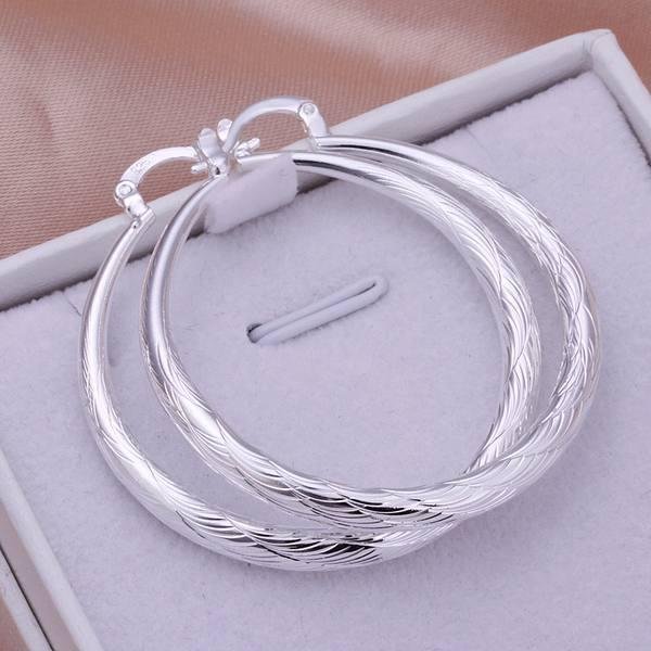 40mm Sterling silver creoler silverörhängen pläterade hoops - STÄMPLADE