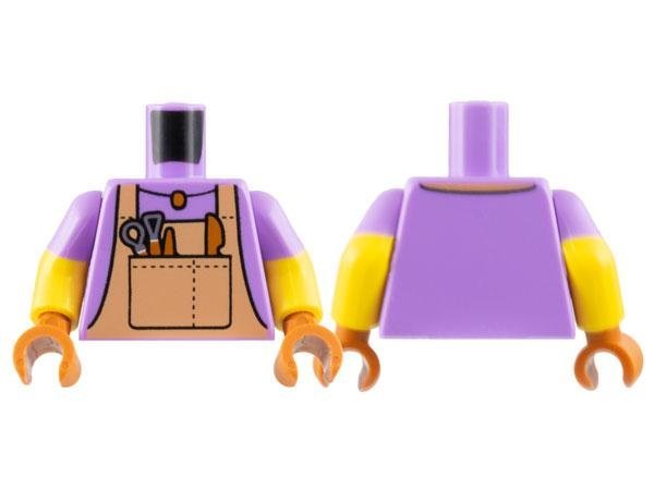 Medium Lavender Torso Nougat Overalls - LEGO - Minifigur - 973pb4975c01