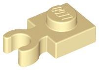 Tan Plate Modified 1 x 1 with Open O Clip Thick (Vertical Grip) - LEGO - 4085d