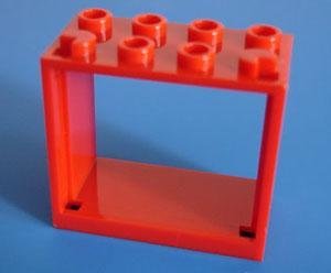 Red Window 2 x 4 x 3 - Hollow Studs - LEGO - 60598