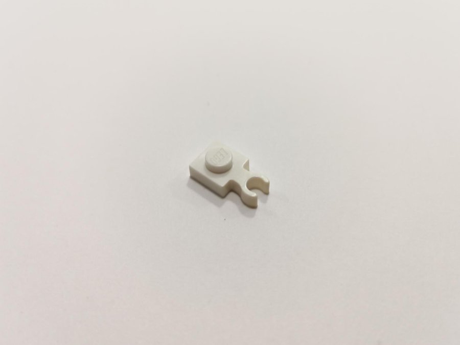 Lego - plate - 1x1 - clips - part 4085a - tunn clips - vit