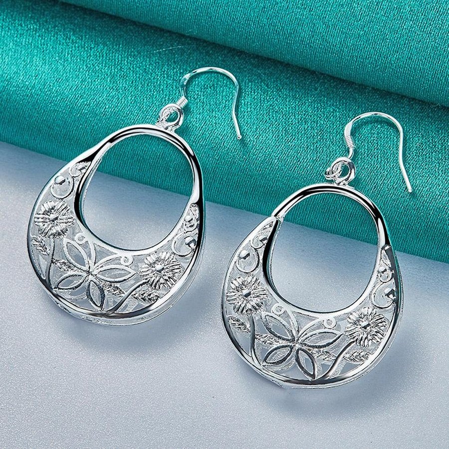 Stämplade Sterling SILVER örhängen fjäril blomma pläterad flamenco nickelfria