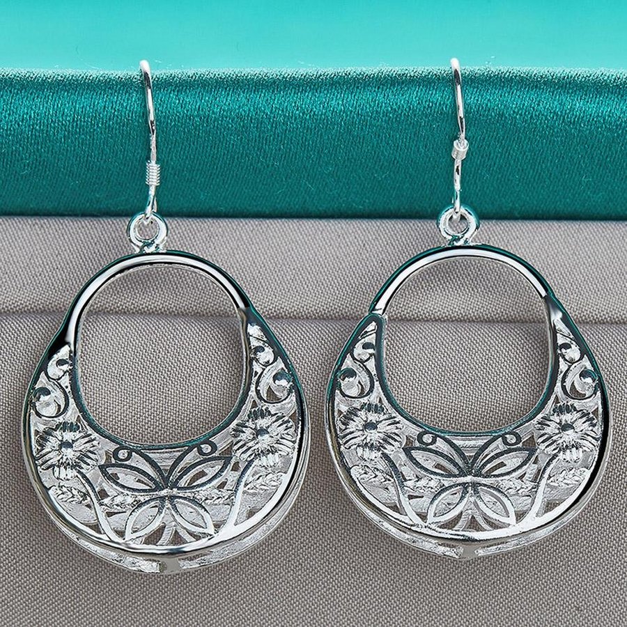 Stämplade Sterling SILVER örhängen fjäril blomma pläterad flamenco nickelfria