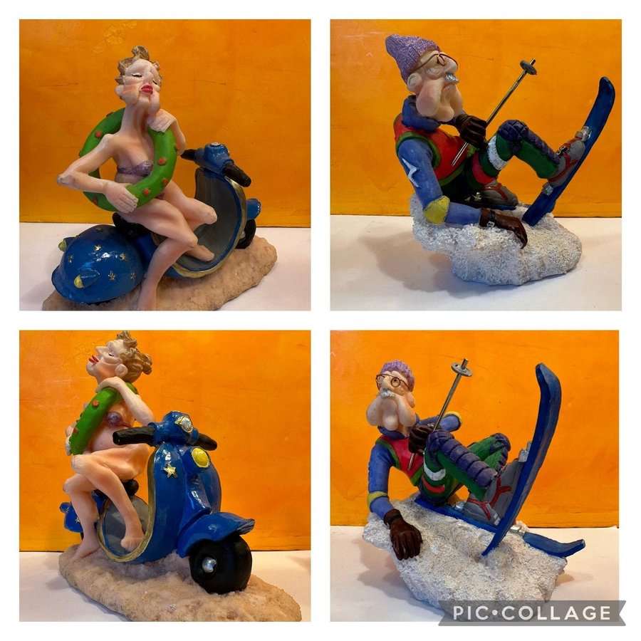 Retro konstmassa 2 st figurer  NÄÄS Handmade Sweden 70 talet 