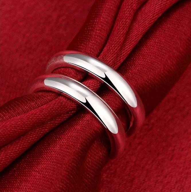 Stilren elegant justerbar droppformad Sterling silver plätering ring - STÄMPLAD