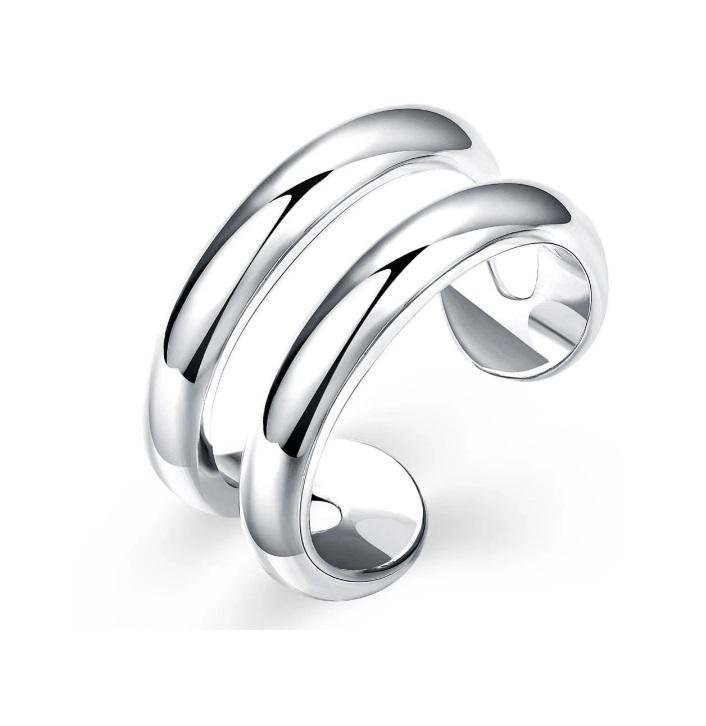 Stilren elegant justerbar droppformad Sterling silver plätering ring - STÄMPLAD