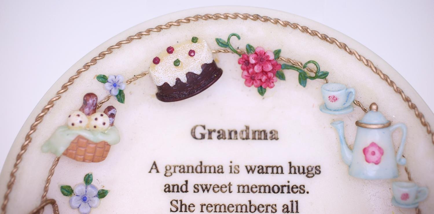 Grandma vintage hanging plate ornament with English text poem (Weight: 230g)