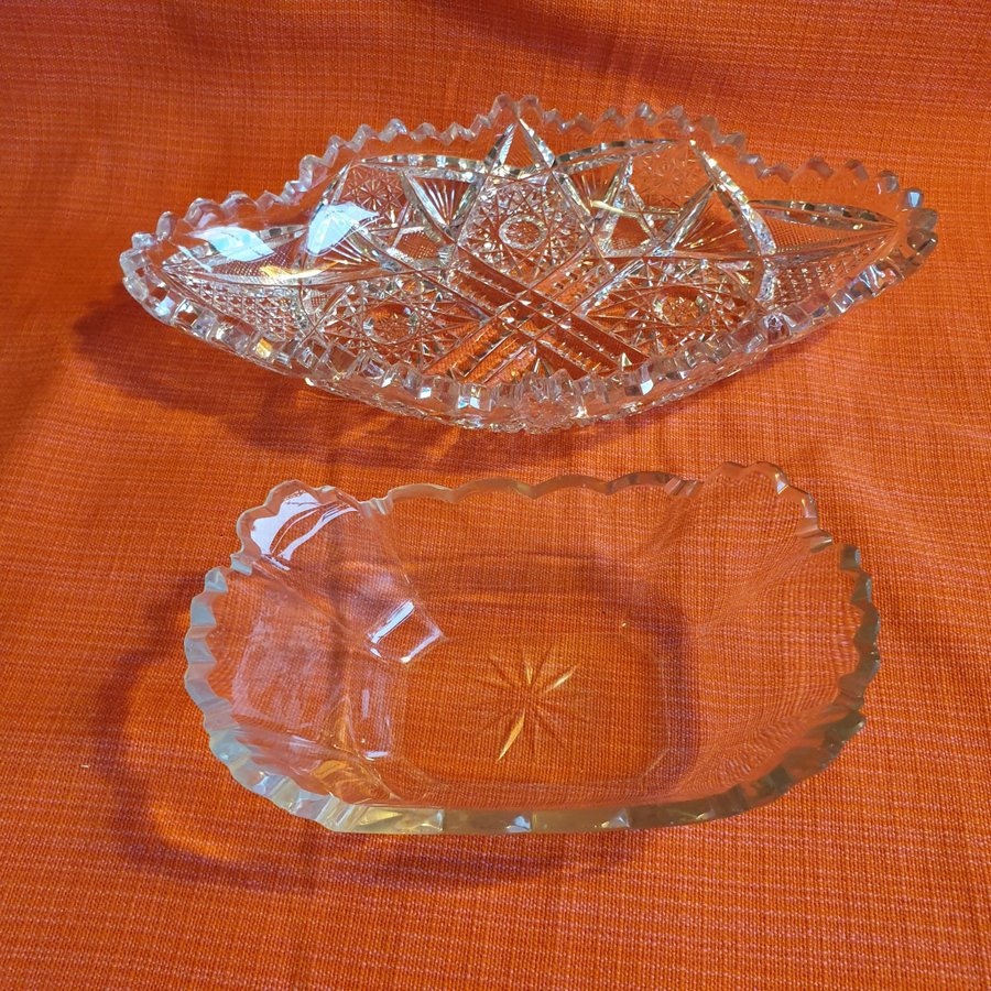 2 SKÅLAR EDA GLASBRUK 24 X 13 X 4 CM 14,5 X 8,8 X 5,3 CM RETRO