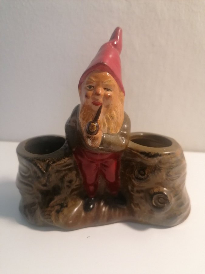 Retro Vintage Samlarobjekt 30-tal Tyskland Tomte figur med pipa