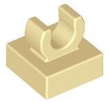 Tan Tile Modified 1 x 1 with Open O Clip - LEGO - 15712