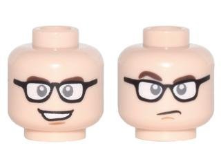 Minifigure Head Dual Sided Black Glasses with White Lenses - LEGO - 3626cpb1773