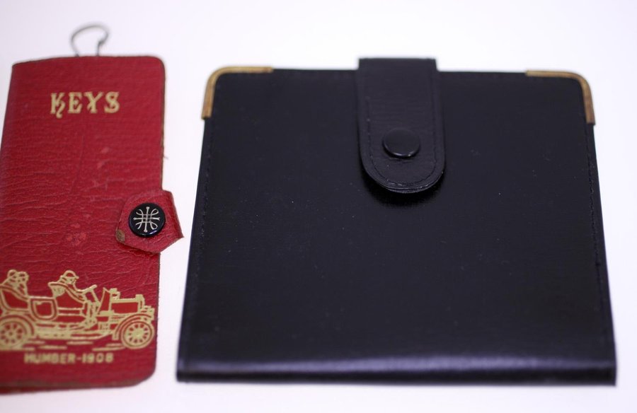British Legion card holder-black leather wallet-red leather key holder-circa 70s