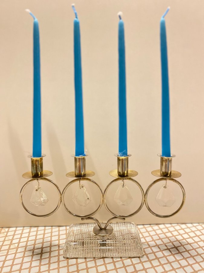 RETRO LJUSSTAKE TILL ADVENT MÄSSING OCH GLAS