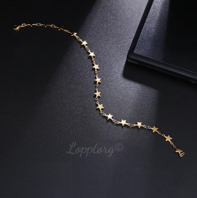 14 K guldpläterad armband rostfritt stål stjärnor Nickelfri stl 19+4 cm stars