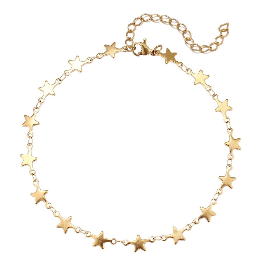 14 K guldpläterad armband rostfritt stål stjärnor Nickelfri stl 19+4 cm stars