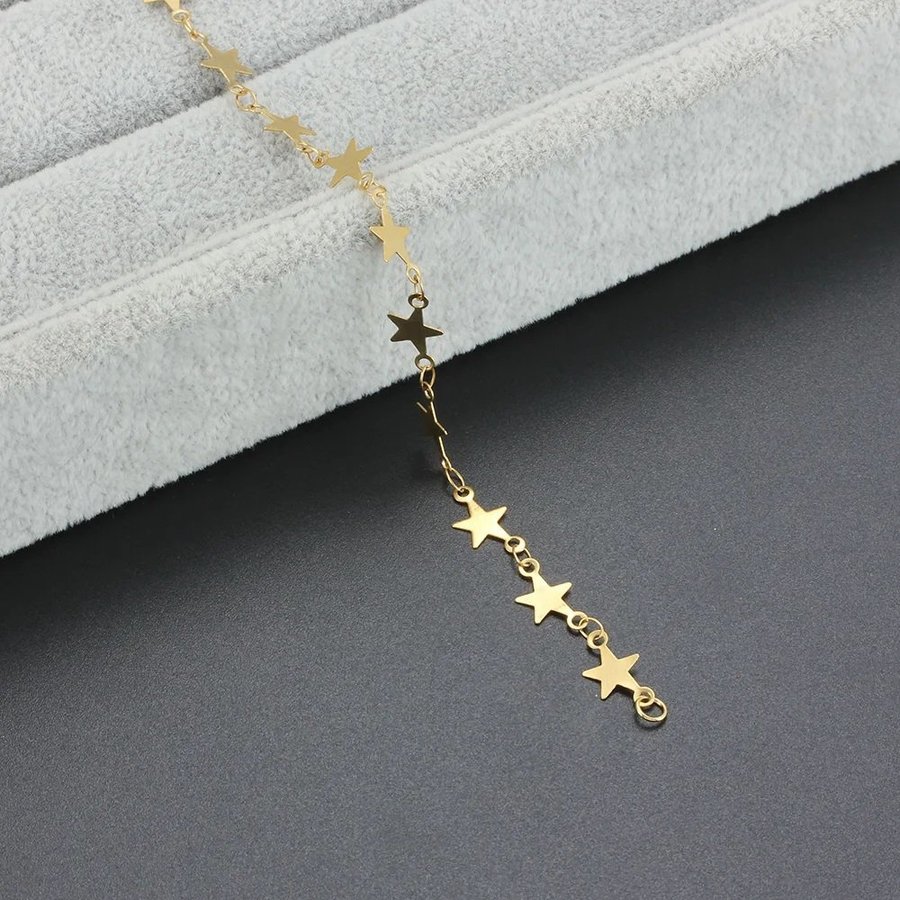 14 K guldpläterad armband rostfritt stål stjärnor Nickelfri stl 19+4 cm stars