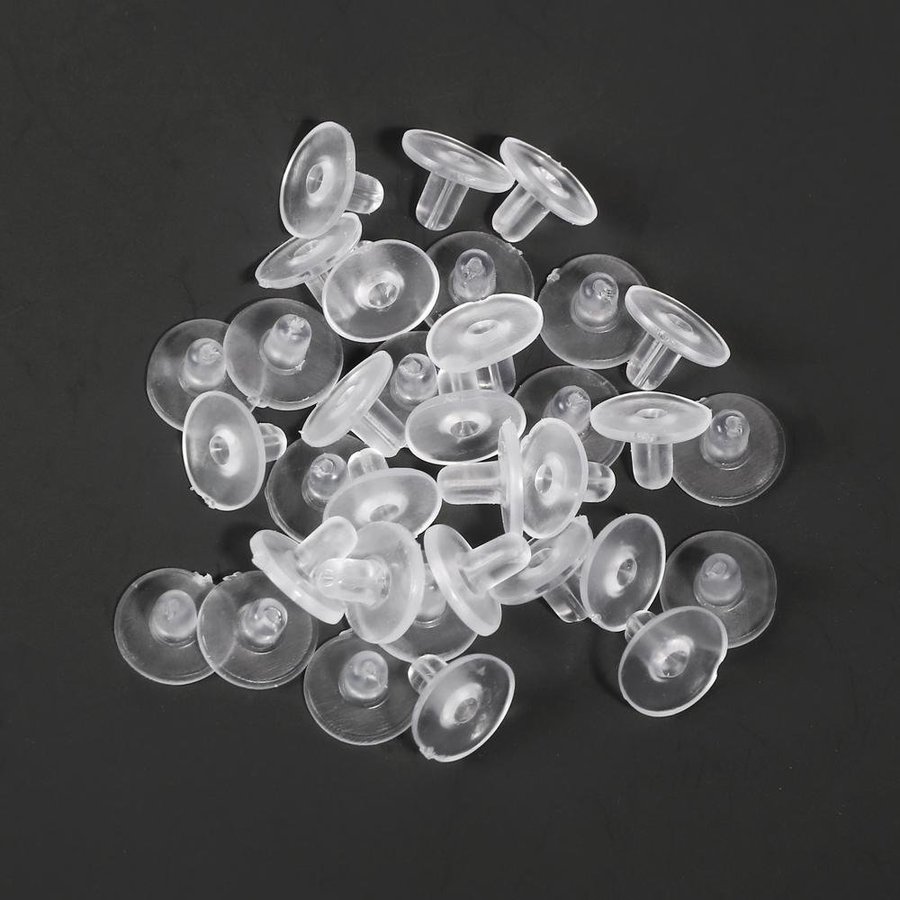 10st Allergivänliga plastpluppar / backstyck / lås till örhängen gummi 10-pack