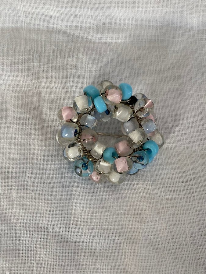 Vintage Langani brooch brosch glaspärlor 1960-tal