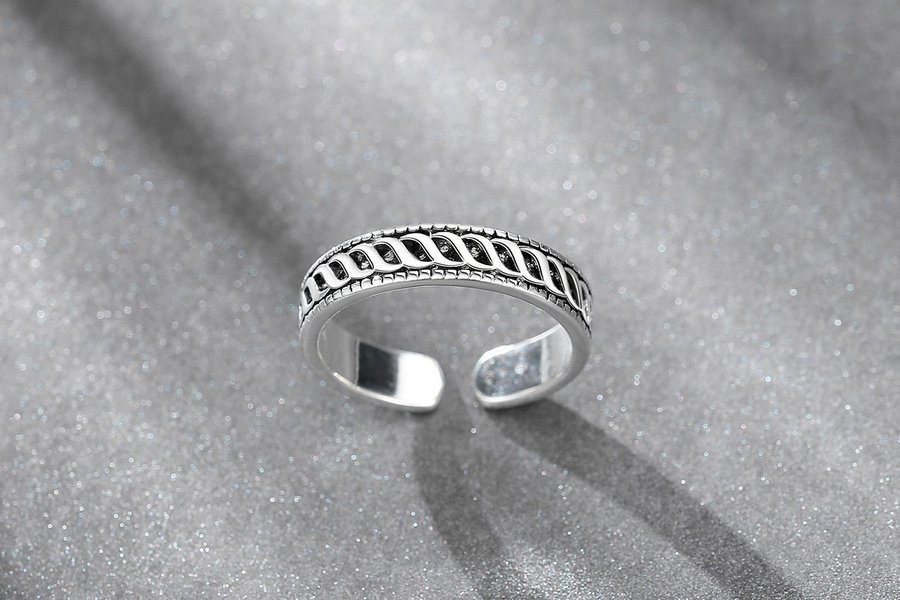 Sterling Silver pläterad ring 925S stämplad justerbar nickelfritt trendig