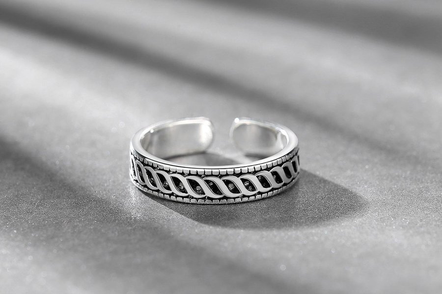 Sterling Silver pläterad ring 925S stämplad justerbar nickelfritt trendig