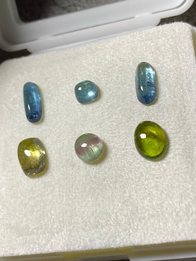 Blue and green tourmalines