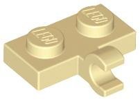 Tan Plate Modified 1 x 2 with Clip on Side (Horizontal Grip) - LEGO - 11476