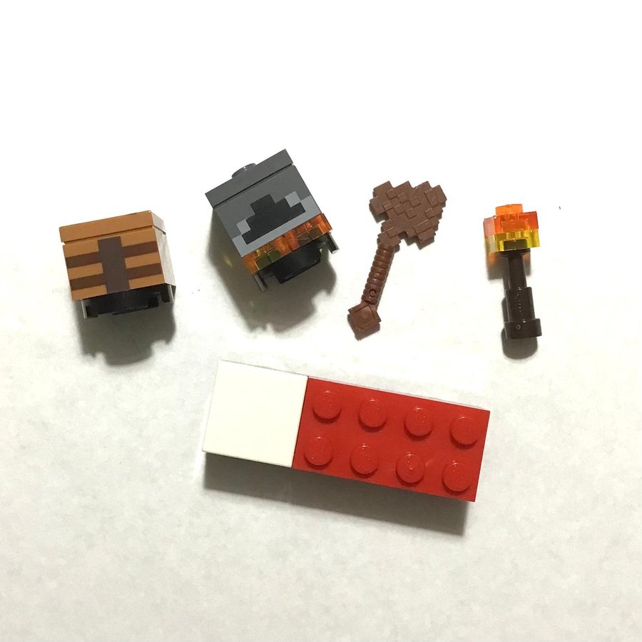 Lego Minecraft Delar Tillbehör Kit Säng Ugn Yxa med mera