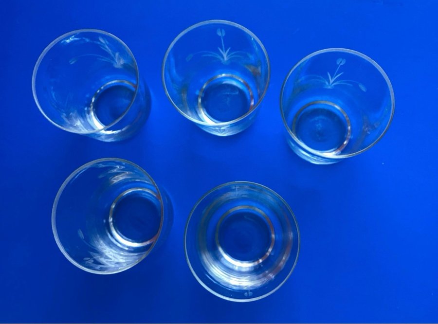 5 st slipade selterglas vattenglas glas från svenskt glasburk Åfors?