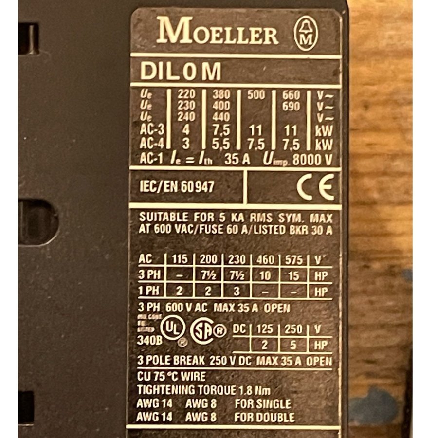 Moeller DIL0M Kontaktor 2 st