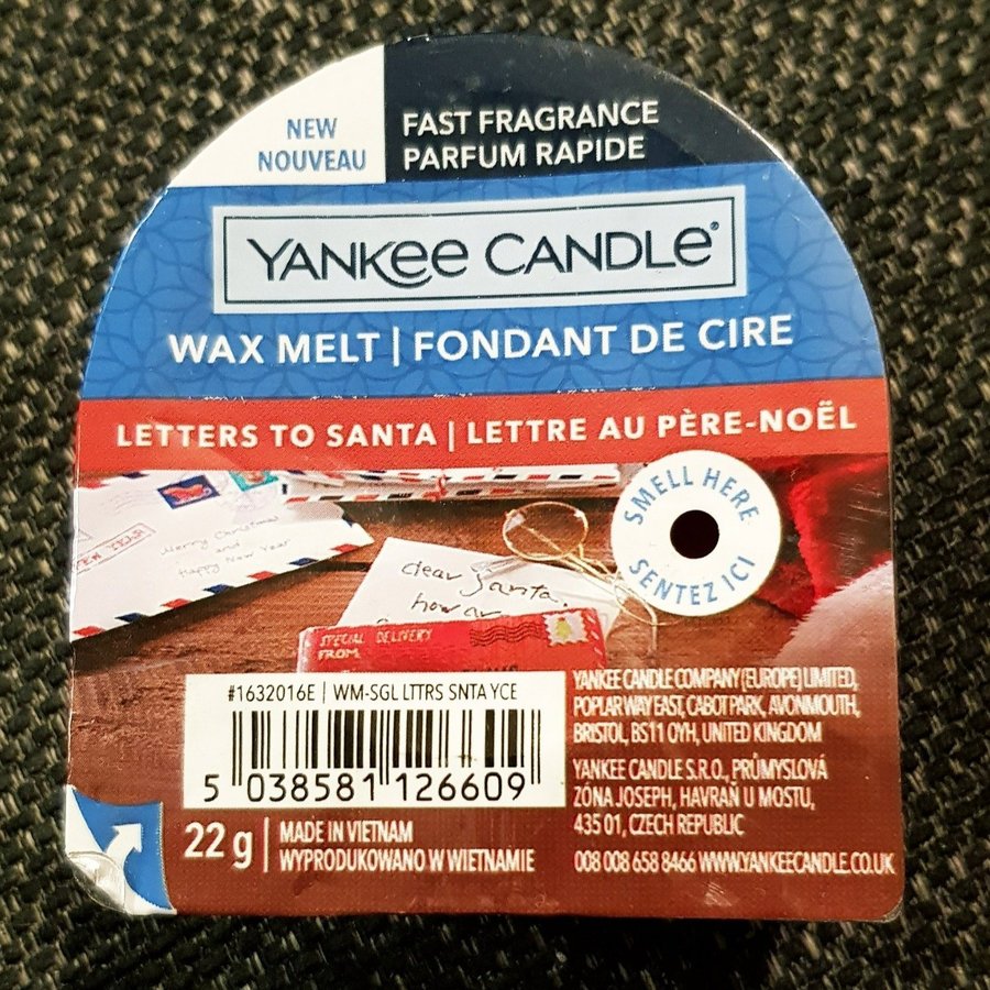 Yankee Candle vaxkaka "Letters to Santa", JUL, Billig frakt.