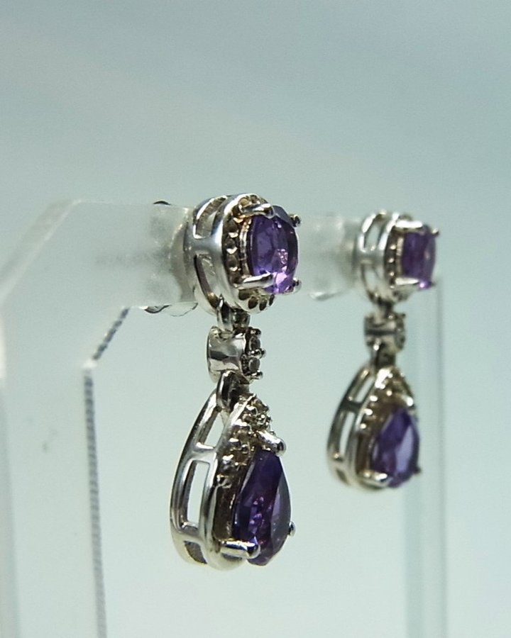 DESIGNER AMETHYST STUD ÖRHÄNGEN SILVER/ DESIGNER AMETHYST OHRSTECKER SILBER