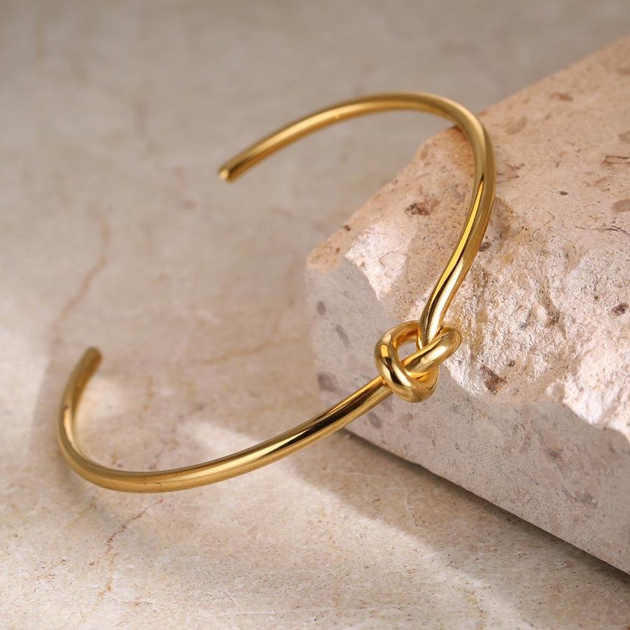 Underbart 14K guld armband justerbar knut guldpläterad stål Nickelfri trend knot