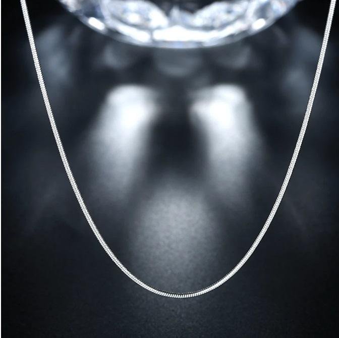 70cm 1mm ormlänk Silver kedja 925 Stämplat Sterling silverpläterad halsband