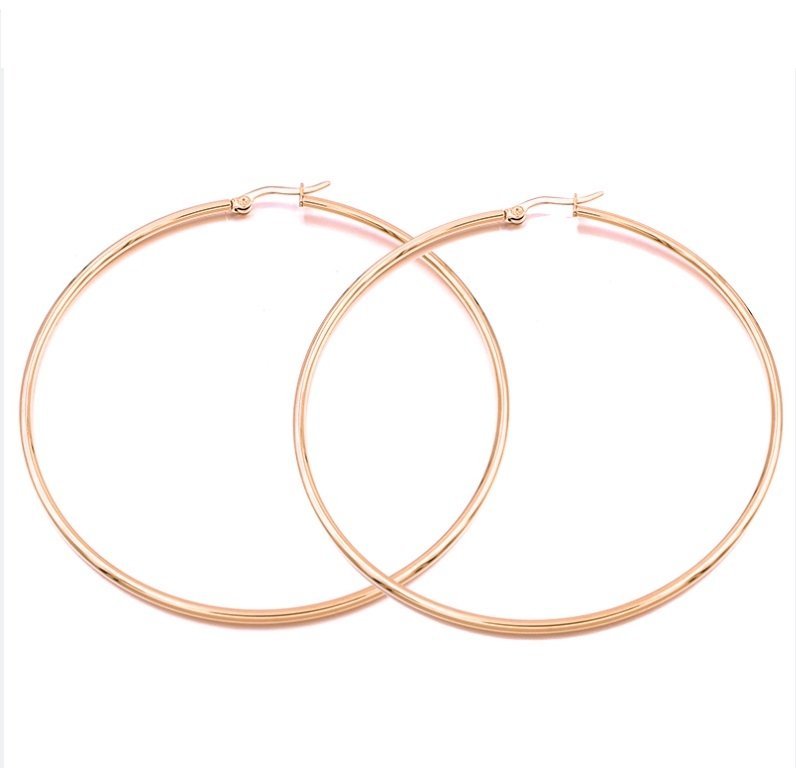 60mm creol örhängen hoops rostfritt 316L stål nickelfri roséguld pläterade