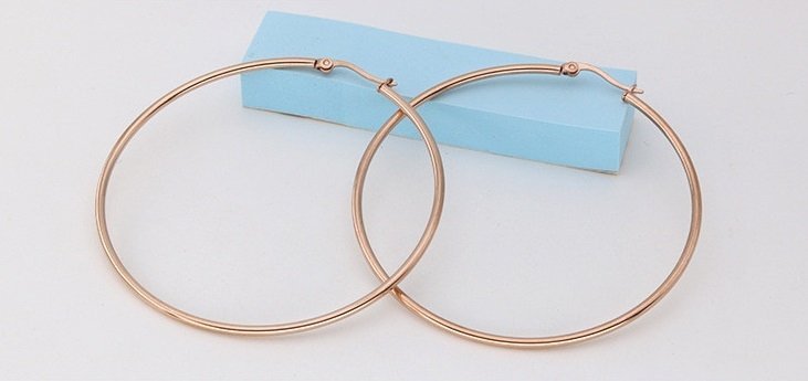 60mm creol örhängen hoops rostfritt 316L stål nickelfri roséguld pläterade