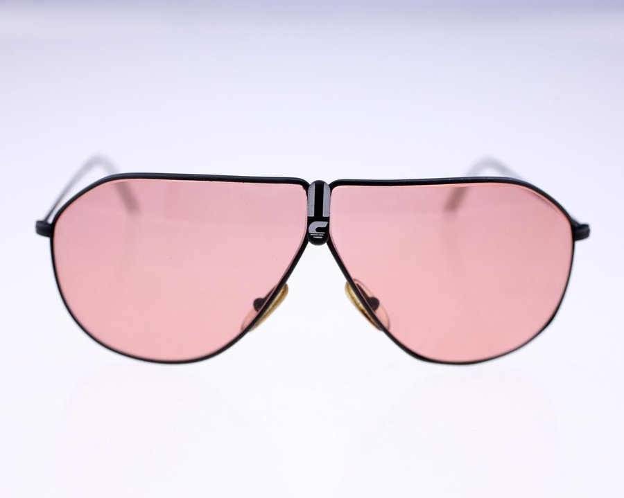 Carrera mens vintage pilot style sunglasses-black metal frame with pink lenses