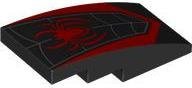 Black Slope Curved 4 x 2 with Red Spider - LEGO - 93606pb172