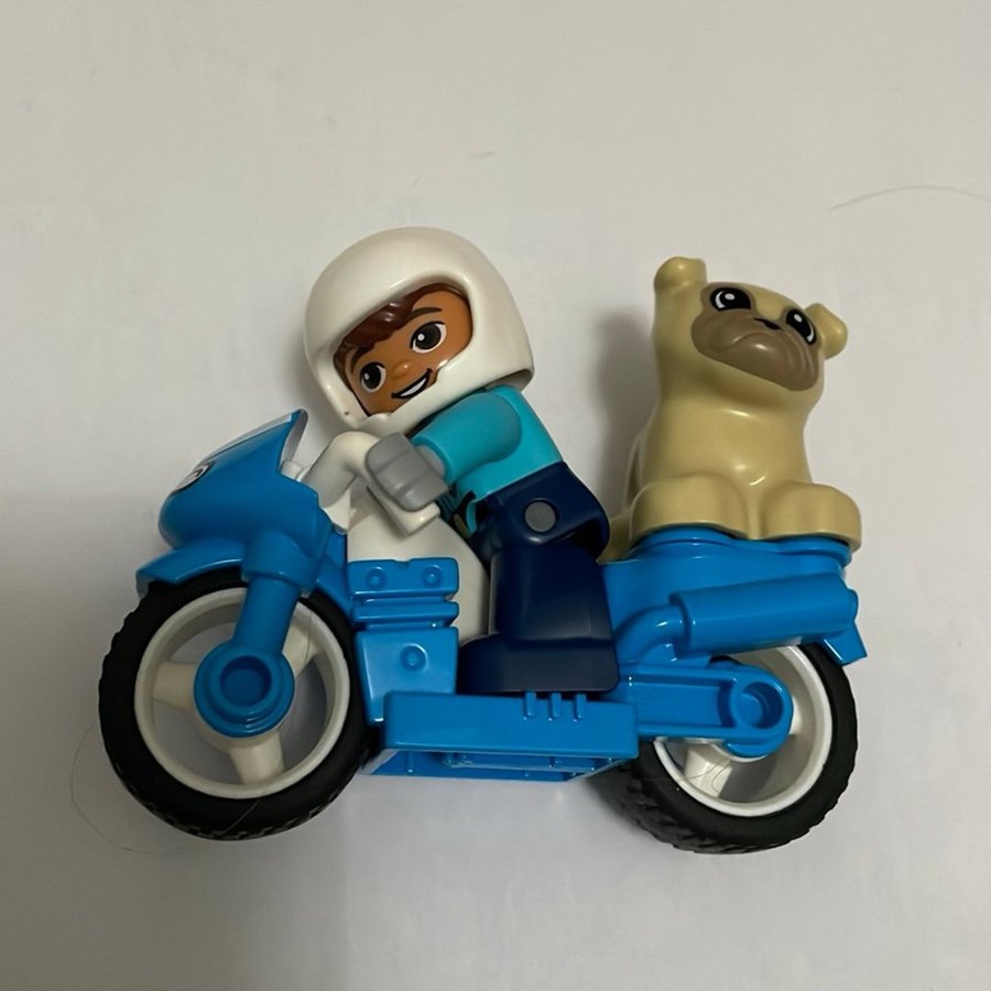 Duplo Lego Figur med Motorcykel och Hund