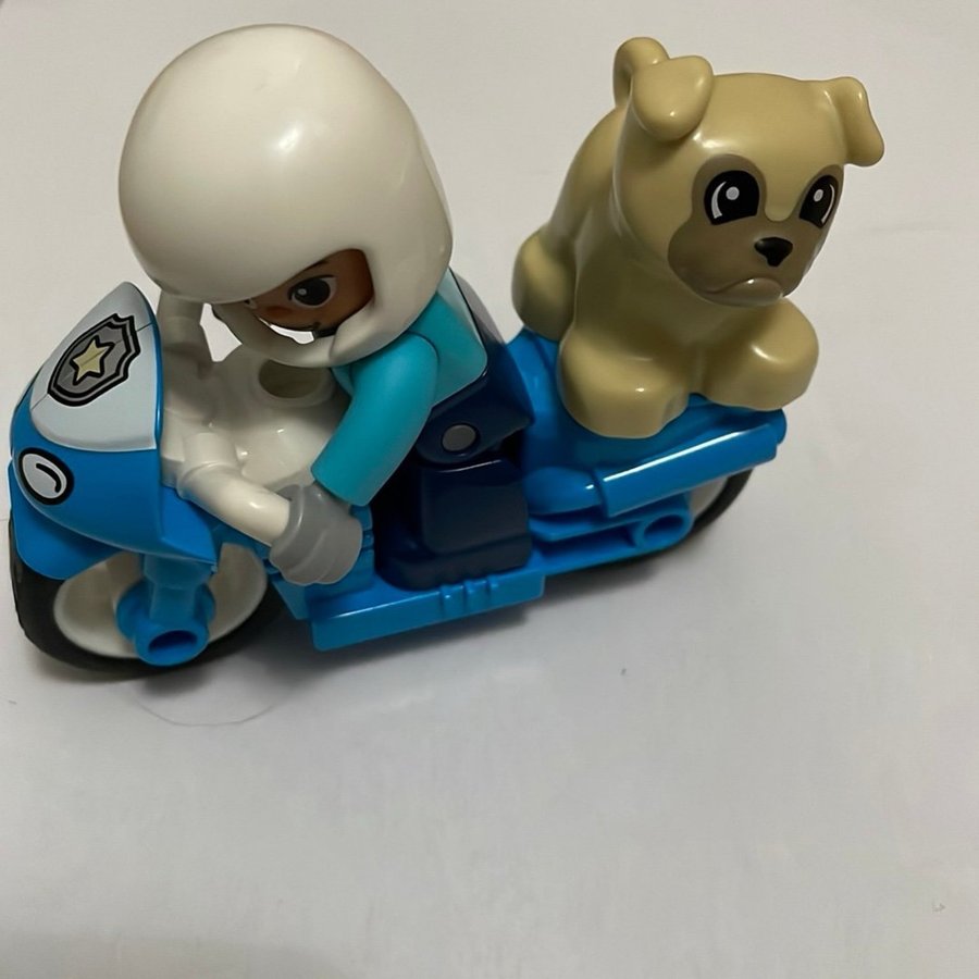 Duplo Lego Figur med Motorcykel och Hund