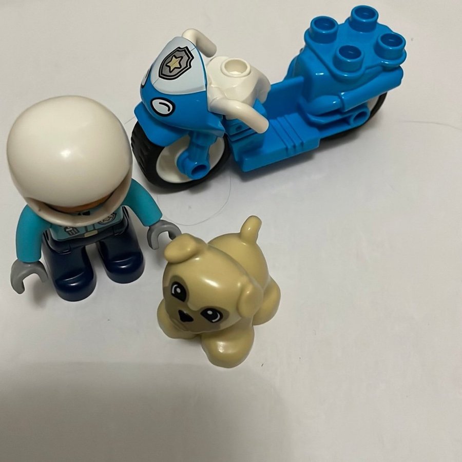 Duplo Lego Figur med Motorcykel och Hund