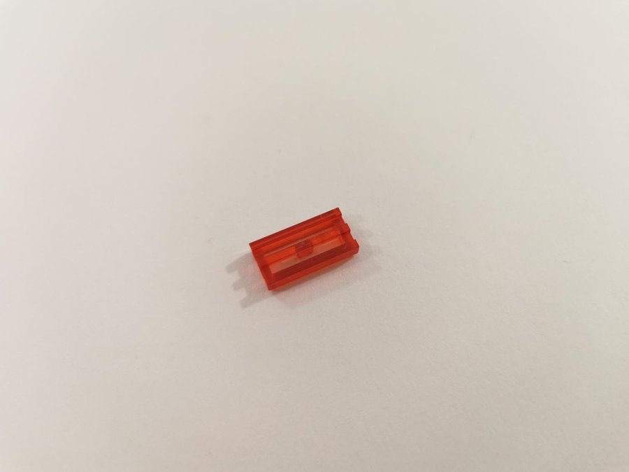 Lego - transparent - grill - 1x2 - part 2412 - röd (trans red)